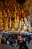 Inle Lake Myanmar. Pindaya, the famous Shwe Oo Min pagoda, a natural cave filled with thousands of gilded Buddha statues. 